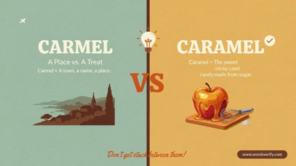 Carmel vs Caramel difference and  Correct usage