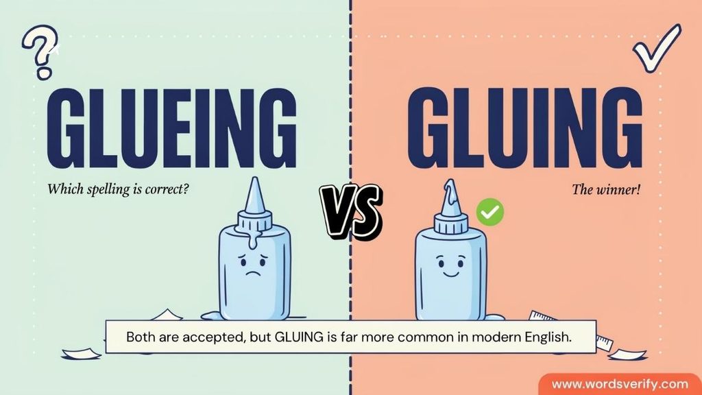 Similar Words That Follow the Same Rule glueing vs gluing