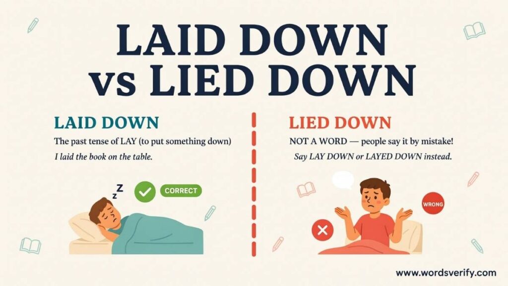 Laid Down vs Lied Down which one is correct?