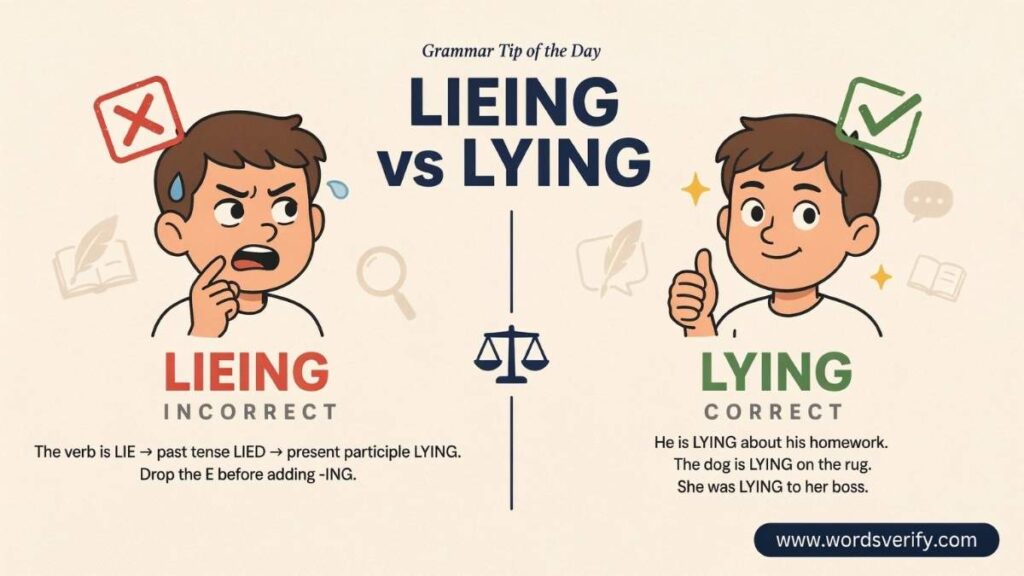 Lieing vs Lying Which one Is Correct?