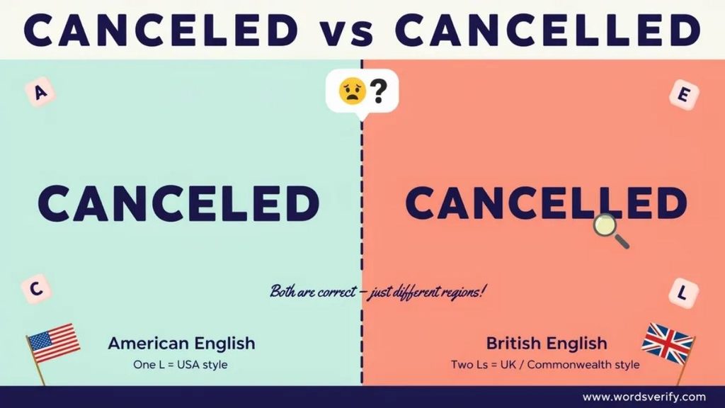 Canceled American English vs Cancelled British English