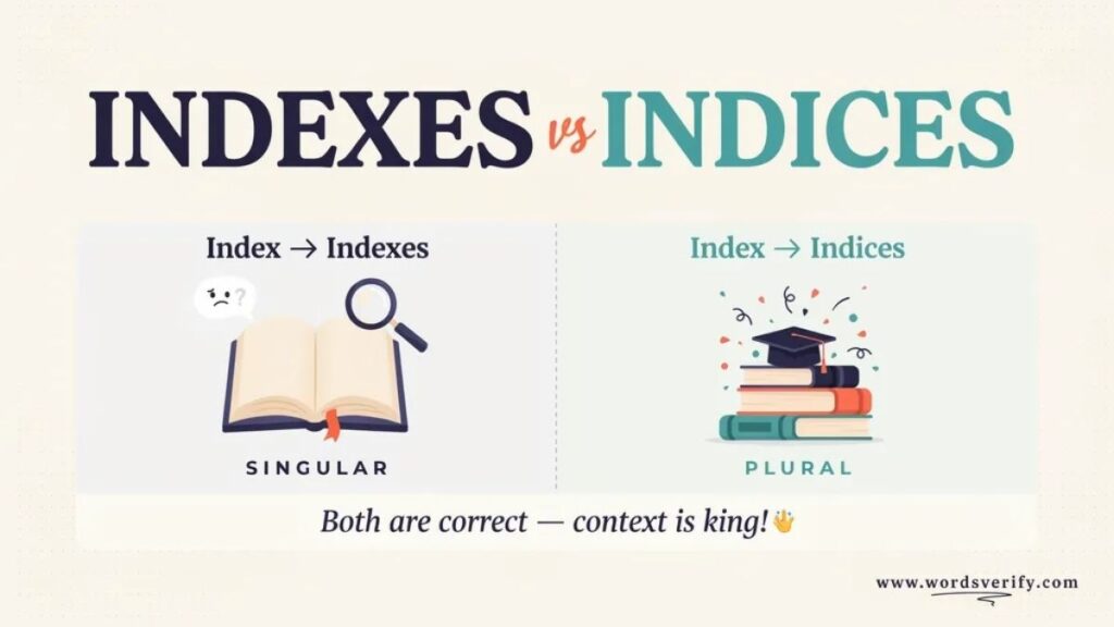 Indexes vs Indices which one is correct?