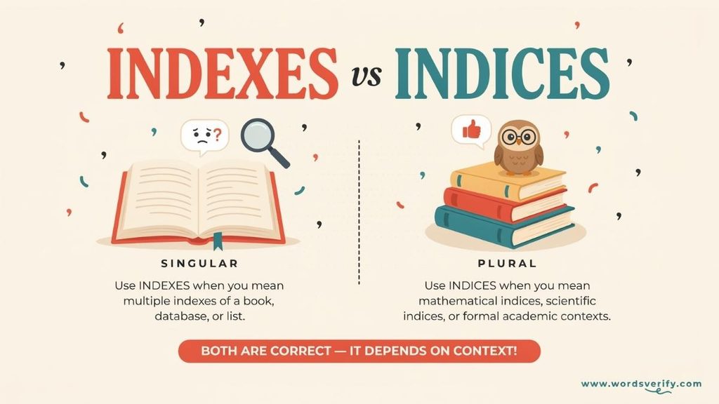 Indexes vs Indices in British English