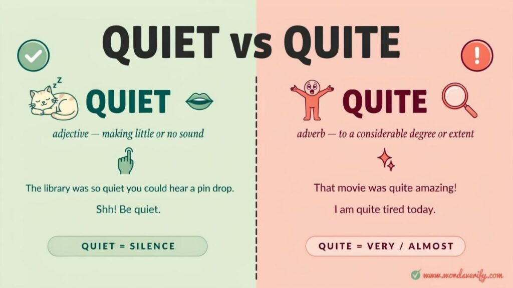 Quiet vs Quite  and which one is correct?
