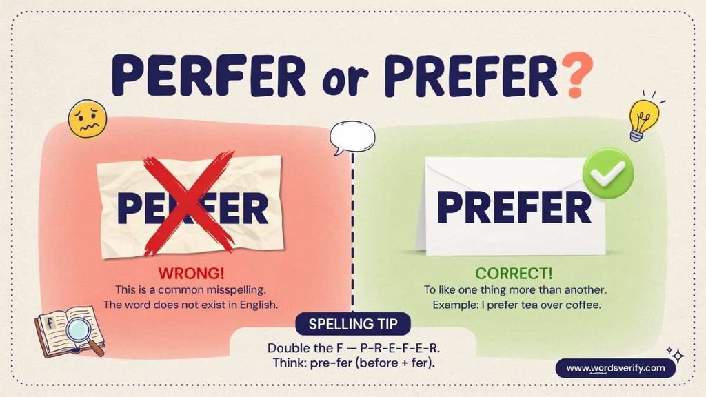 Common Spelling Mistakes With “perfer vs prefer”