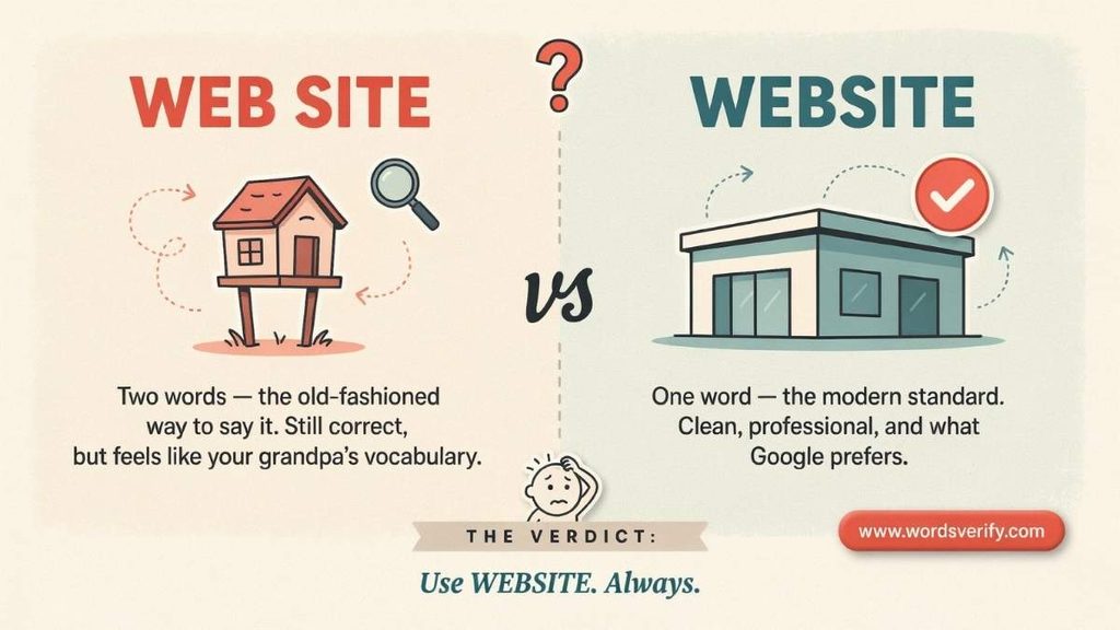 Website Modern Spelling vs Web Site Old Spelling